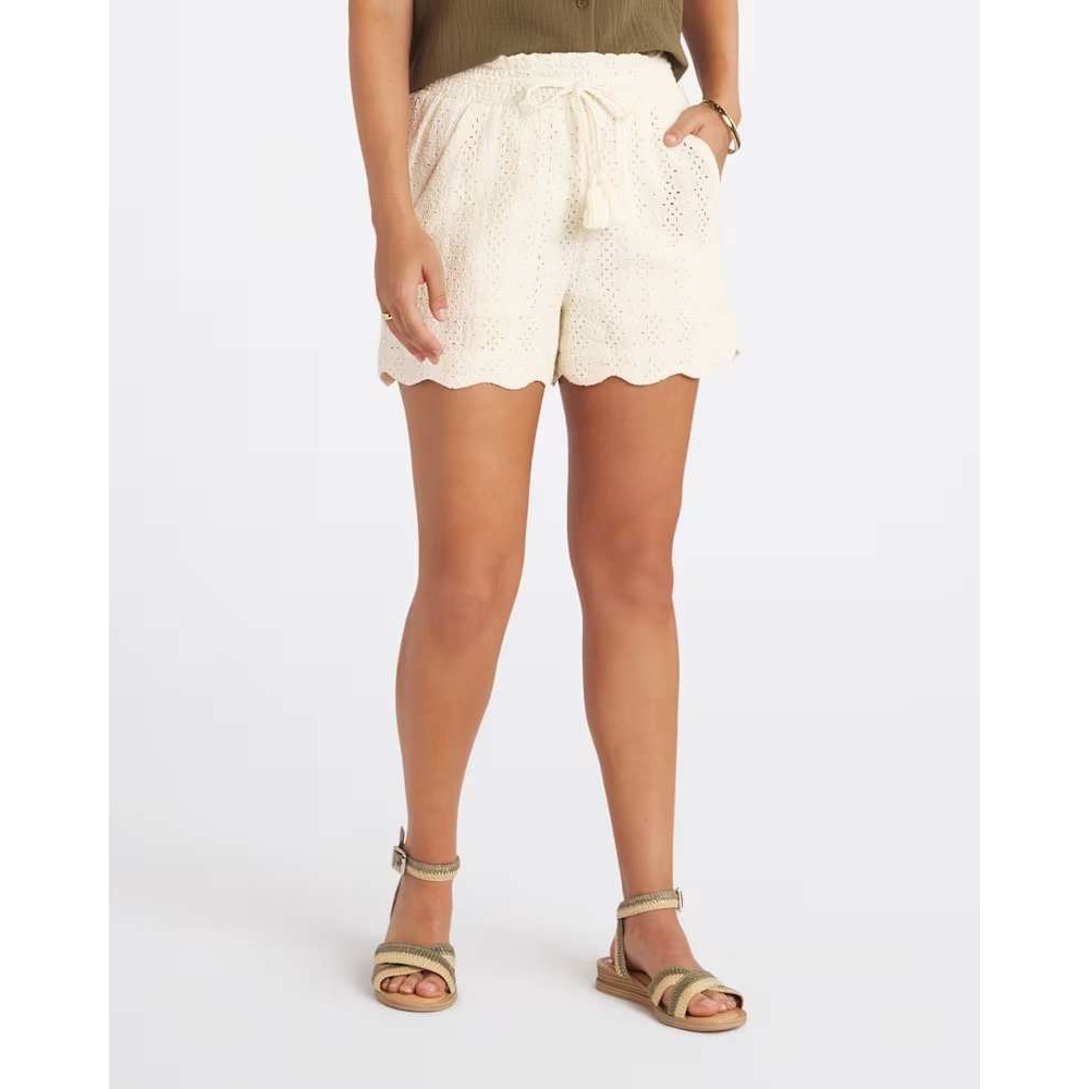 Flag & Anthem Wildrose Eyelet Shorts Off-White Cotton Smocked Waist S Stitch Fix